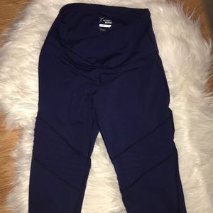 Navy blue full length detailed gym leggings